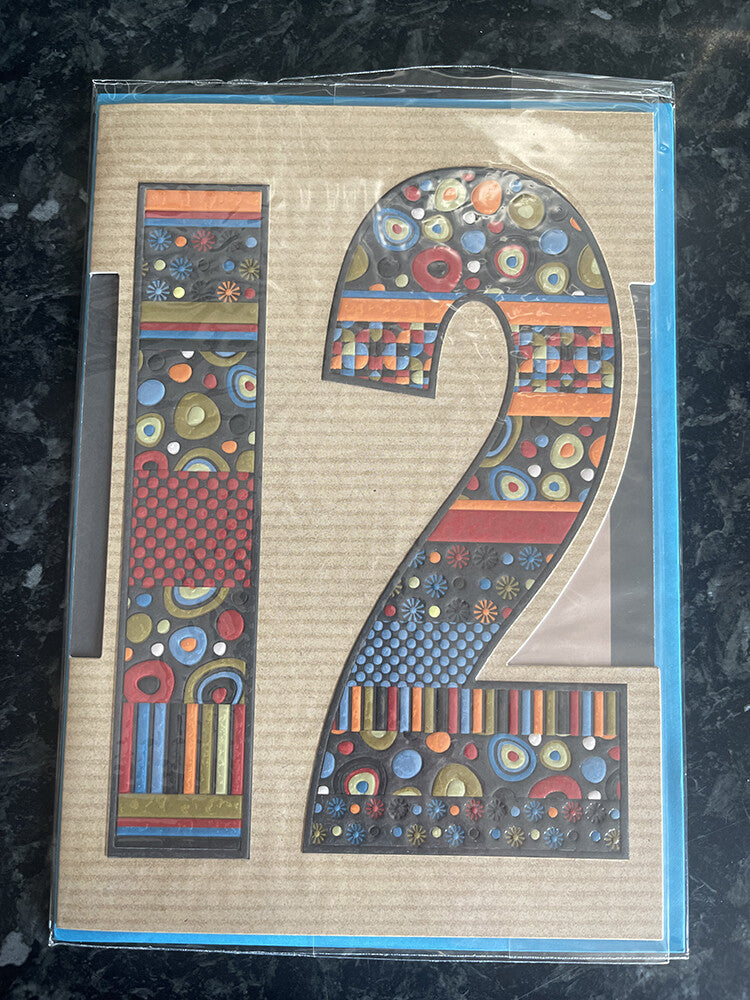 Happy 12th Birthday Card Circles In Numbers Die Cut