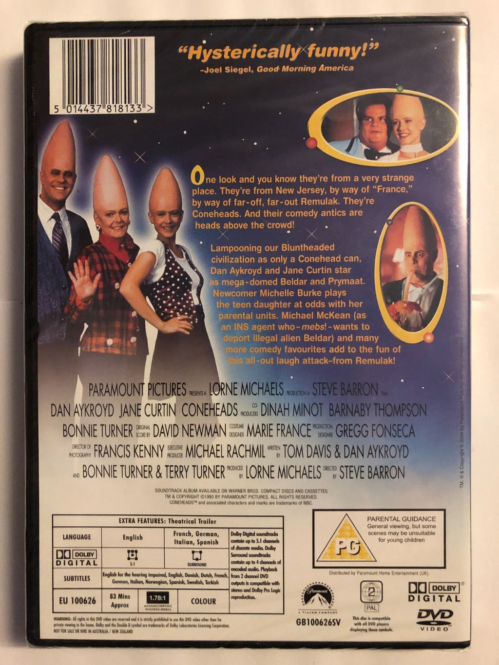 CONEHEADS DVD Dan Aykroyd Jane Curtin cone heads Original UK Rel New Sealed R2