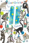 Great Grandson 11th Birthday Card Age 11 Lemurs 9" x 6" Lovely Verse