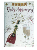 Happy Ruby Anniversary Card 40th Champagne Bunting DesignLovely Verse