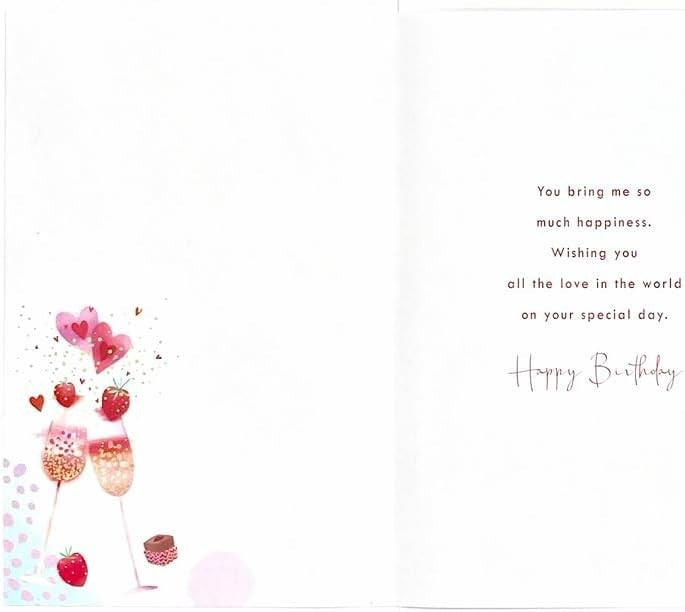 Birthday Card for Wife  Champagne & Cupcakes  15x23cm  Colour Insert