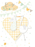 Baby Shower Baby Card Cute Stork Heart & Bunting Design Modern Birth New