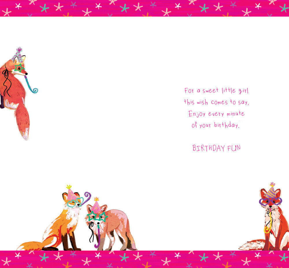 Age 4 Female 4th Birthday Card Foxes 9" x 5" Lovely Verse