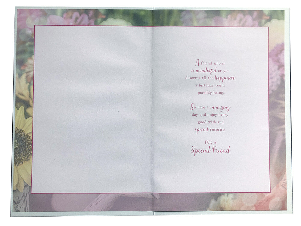 Friend Happy Birthday Card  Cherished Friend Floral Design, Quality Board,