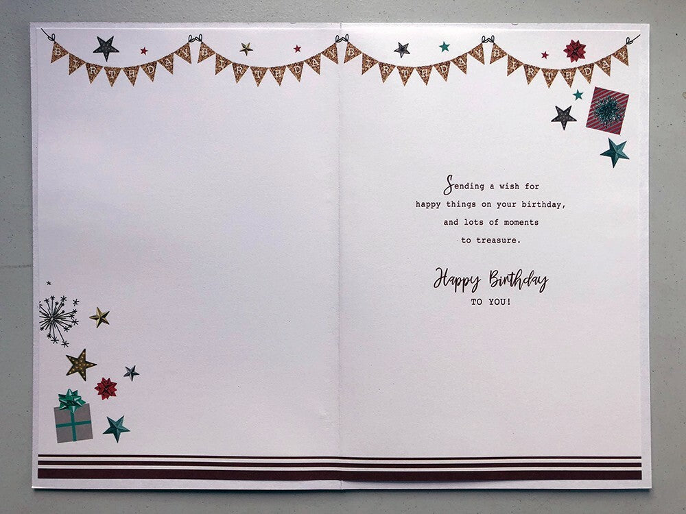 70th Birthday Card Brother - Stars Bunting Gifts Design ~ Approx 6"x9"