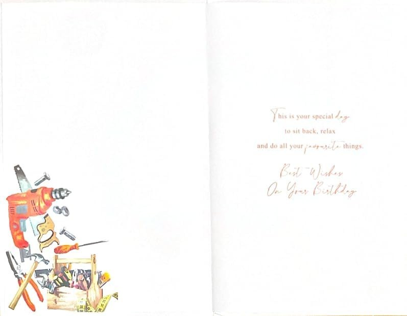 Birthday Card for Brother-in-law  Toolbox & Tools  15x23cm  Colour Insert