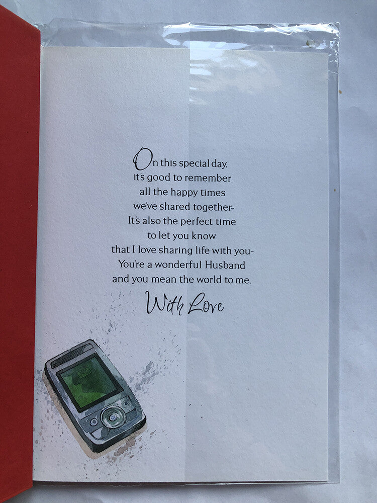 Husband Happy Anniversary Card Music Sunglasses Headphones Keys