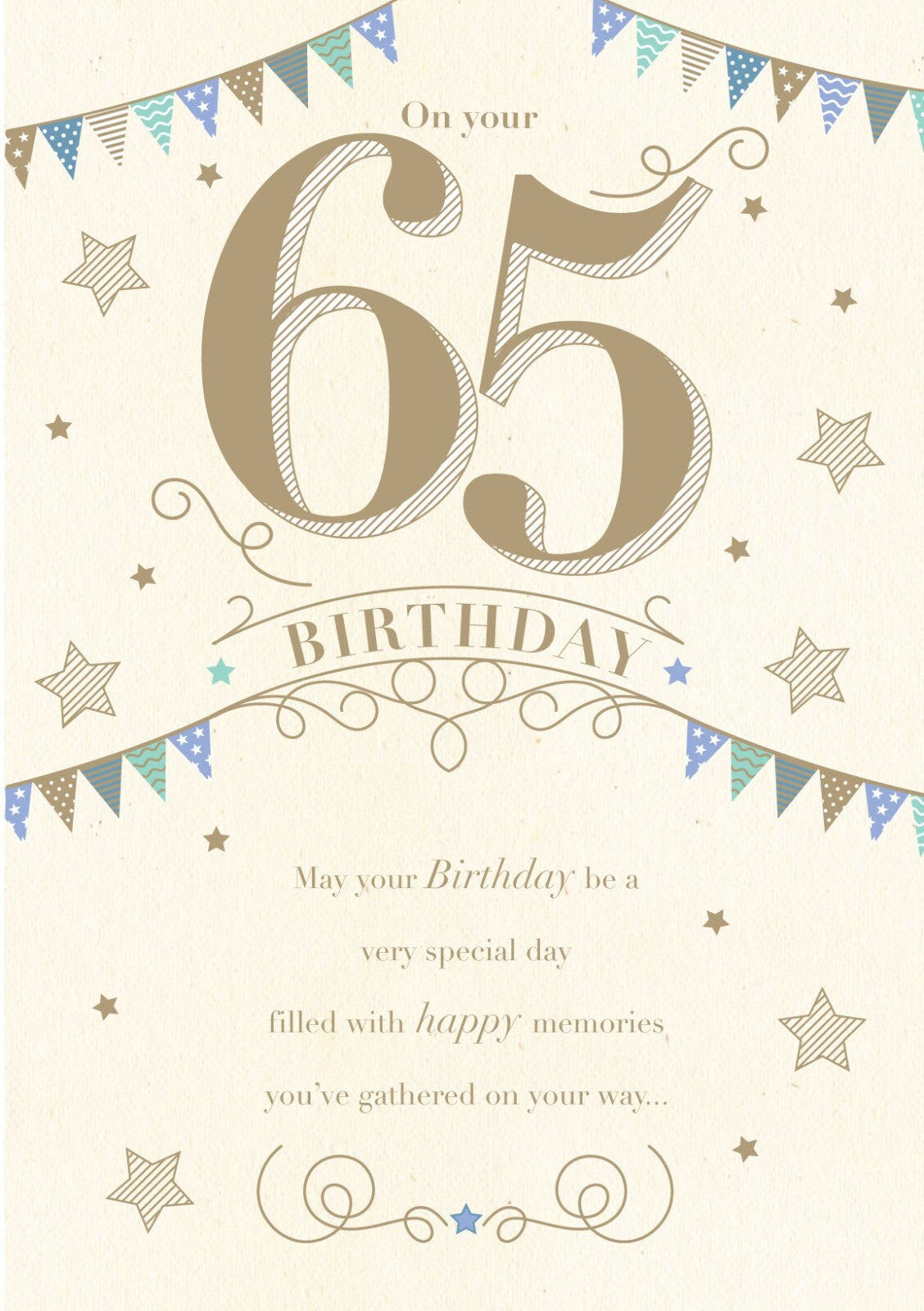 65th Happy Birthday Card Birthday Bunting & Word Design