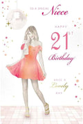 Niece 21st Birthday Card Disco Dress & Sparkle Design  Quality Finish  15x23cm