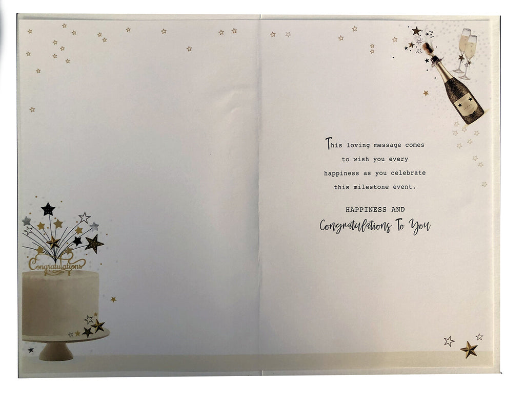 50th Golden Anniversary Card Happy Champagne & Bunting Design Lovely Verse