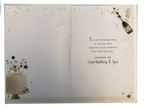 50th Golden Anniversary Card Happy Champagne & Bunting Design Lovely Verse