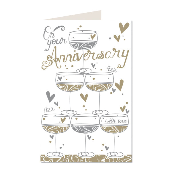 Open Anniversary Card With Love On Your Lovely Glass Tower Design Classic