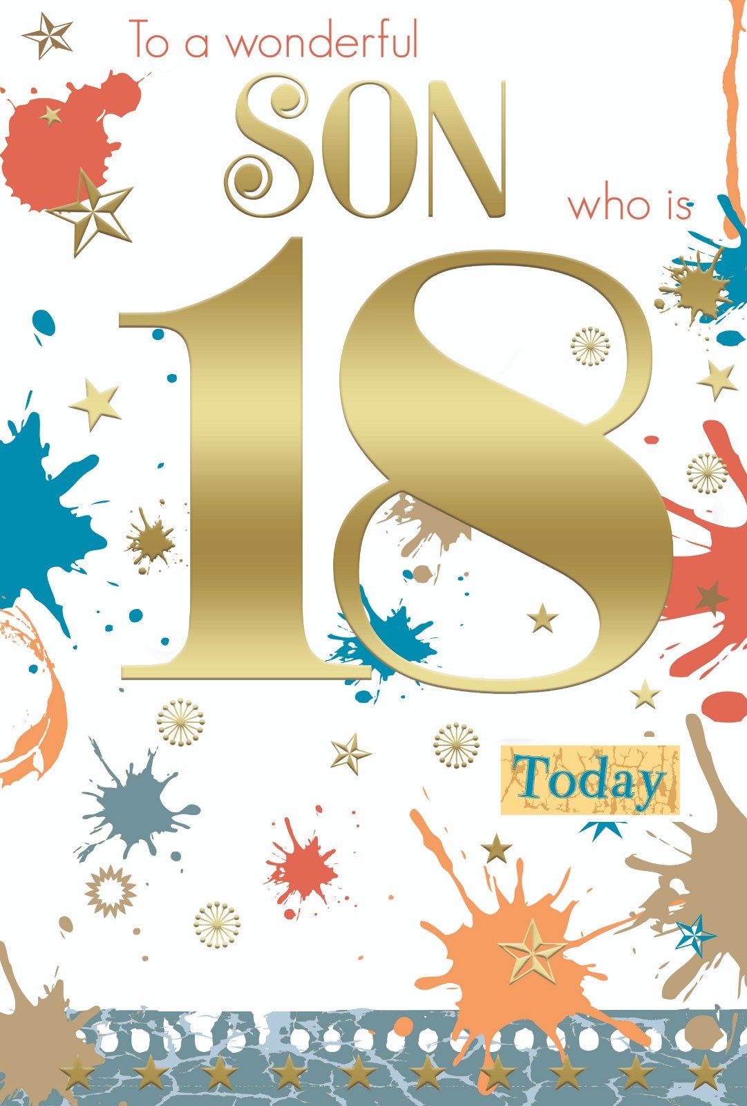 Son 18th Birthday Card 18 Number & Word Design Happy Lovely Verse