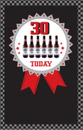 30th Happy Birthday Card 30 Today Beer Bottle Rosette Design Bright Modern