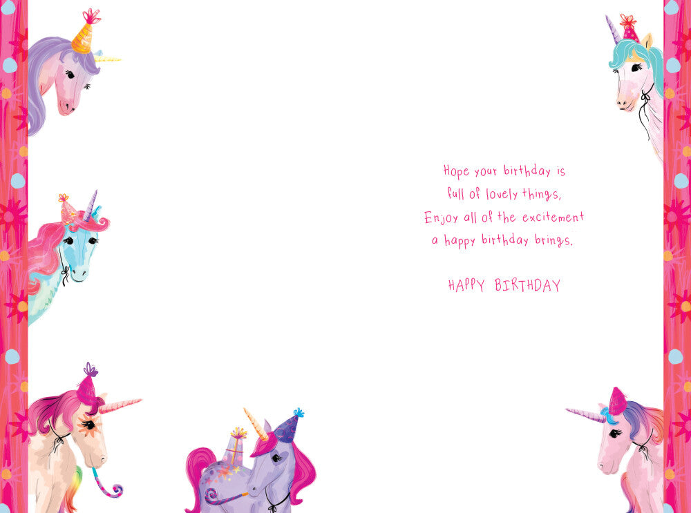 Great Granddaughter 6th Birthday Card Age 6 Unicorns 9" x 6" Lovely Verse