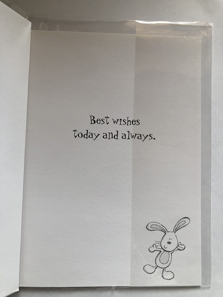 Good Luck Best Wishes Card Balloon Rabbits Gift Champagne