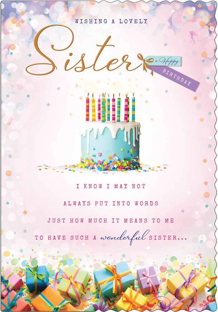 Sister Happy Birthday Card Cakes Gifts Lovely Verse 9" x 6"