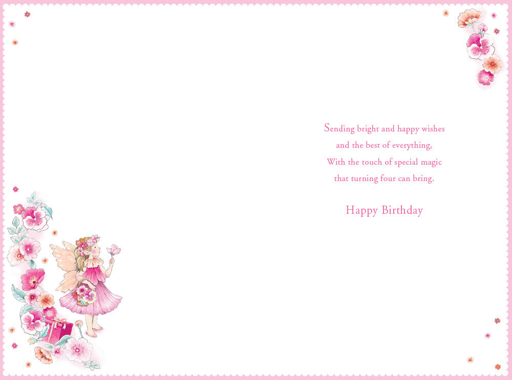 Niece 4th Birthday Card Age 4 Poppy Fairy 9" x 6" Lovely Verse