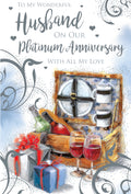 Husband Anniversary Card On Our Platinum 70th Hamper Happy Lovely Verse