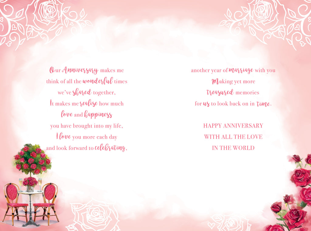 Wife Ruby Anniversary Card On Our 40th Roses Champagne Happy Lovely Verse