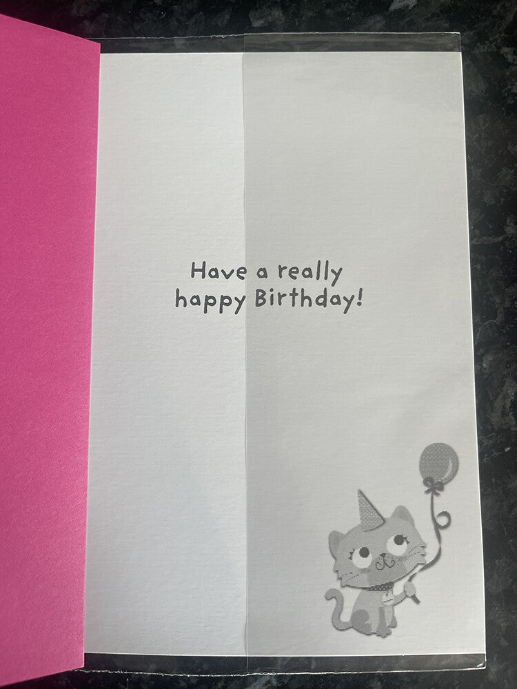 Great Granddaughter Happy Birthday Card Cute Cat Bees Flowers Balloon