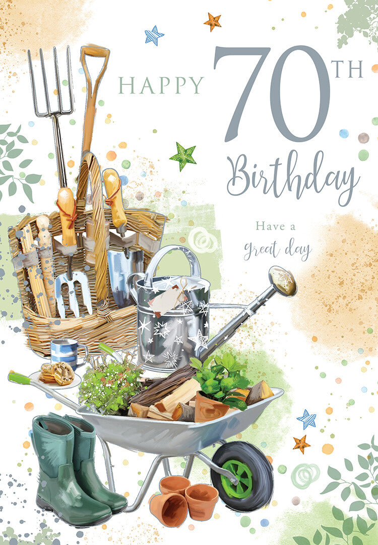 70th Birthday Card - Gardening Theme - Dad Grandad - Sentimental Verse