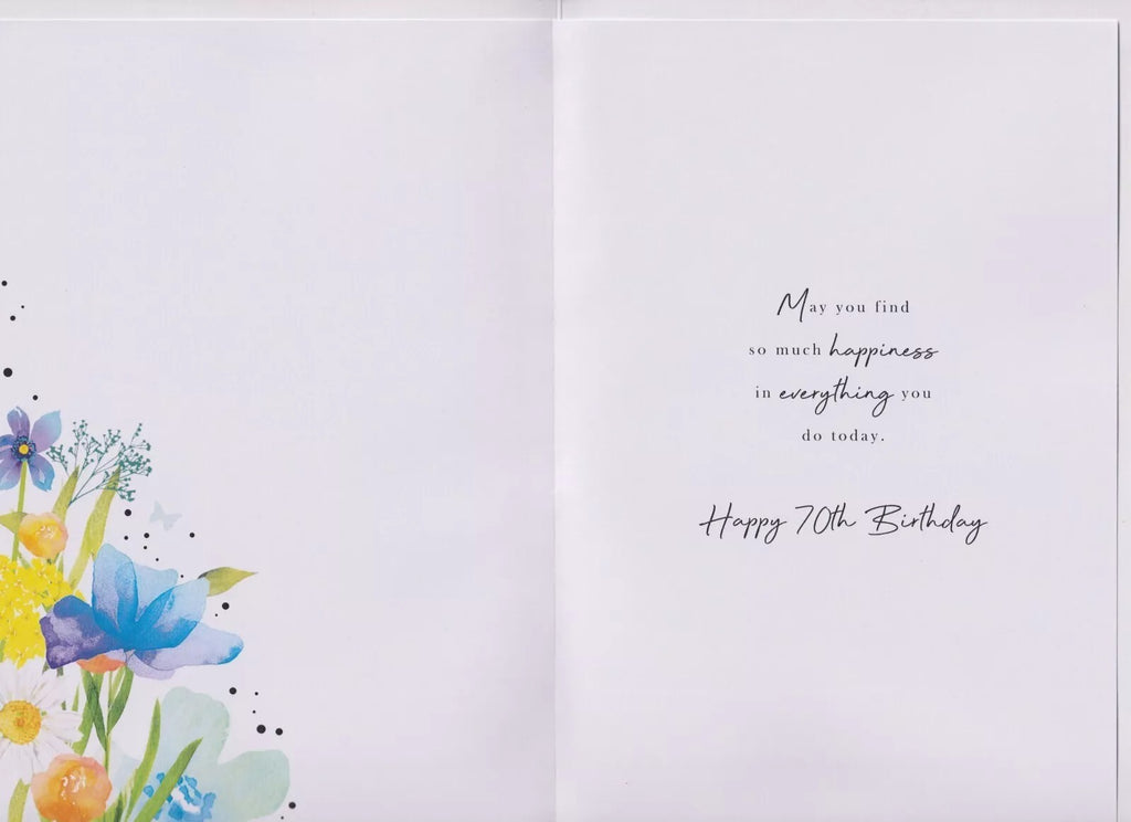 70th Birthday Card for Auntie  Floral & Butterfly Design  15x23cm Insert
