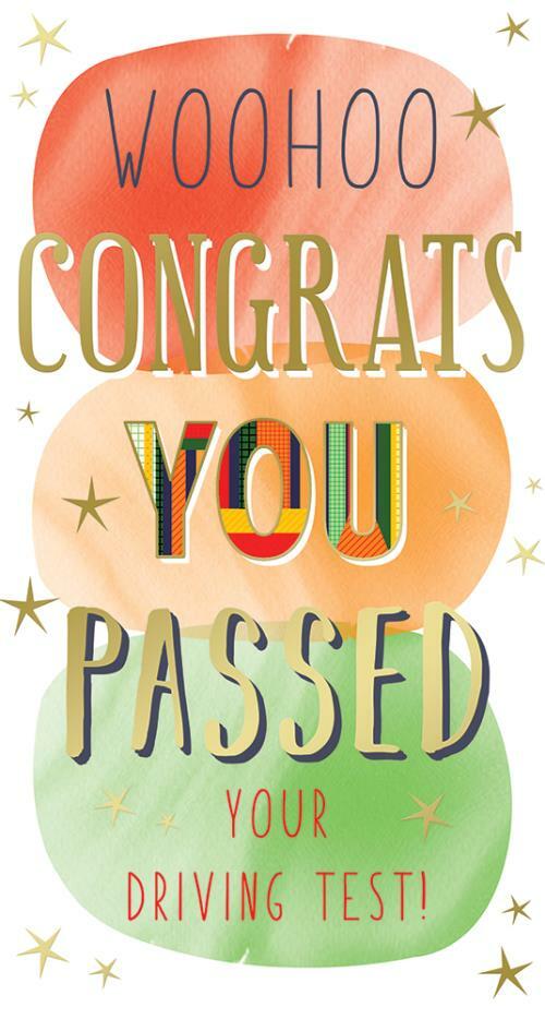 Woohoo Congrats You Passed Your Driving Test Bold Text Design Greeting Card