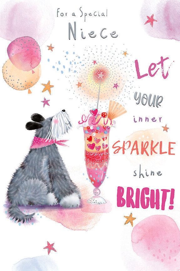 Niece Birthday Card Let Your Inner Sparkle Shine Bright Cute Dog
