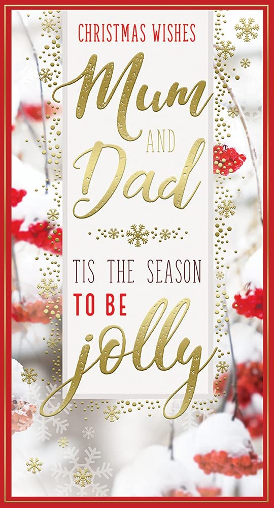 Mum & Dad Christmas Card Tis The Season To Be Jolly Bright Design