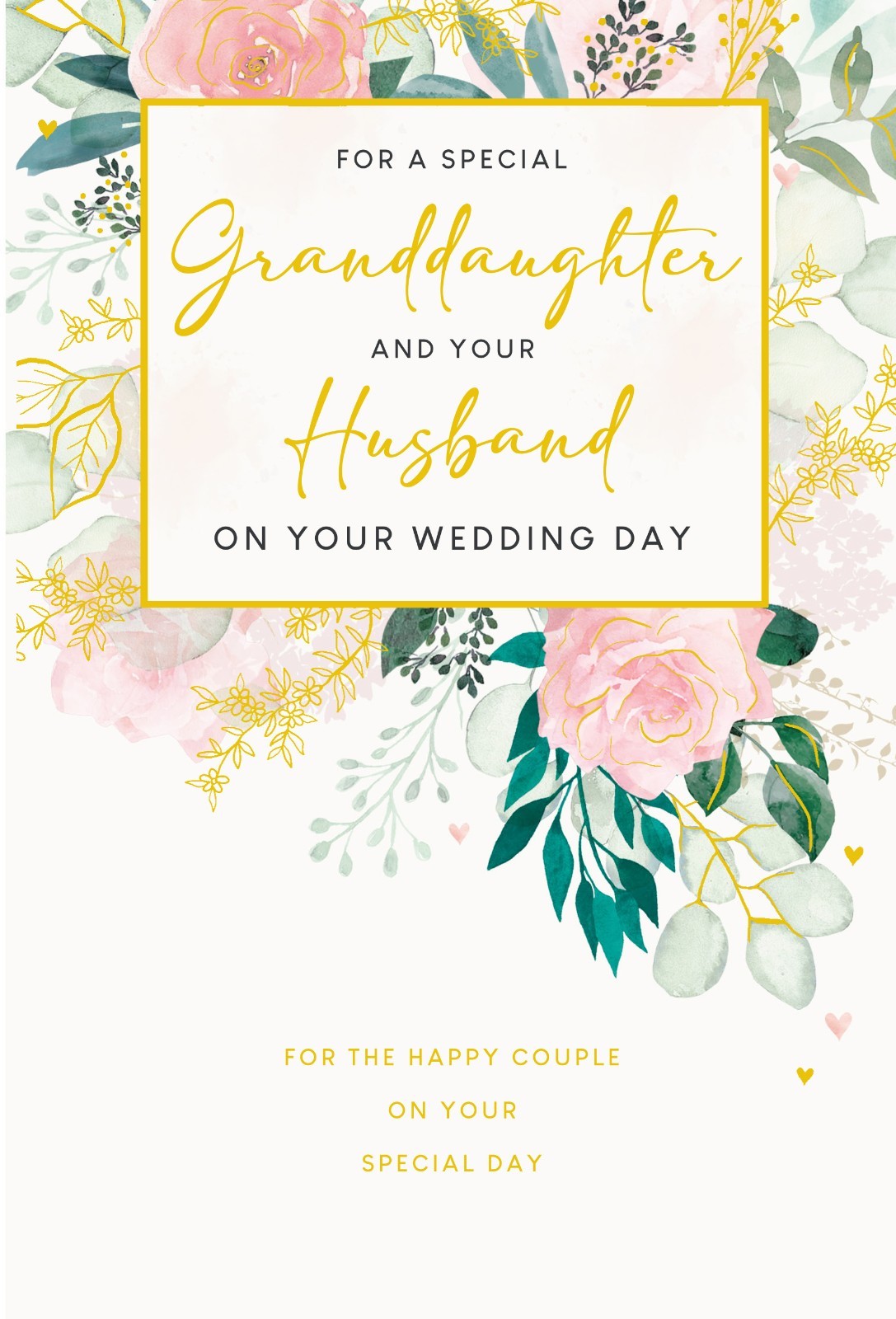 Granddaughter & Husband Wedding Card  Floral Design & Loving Verse