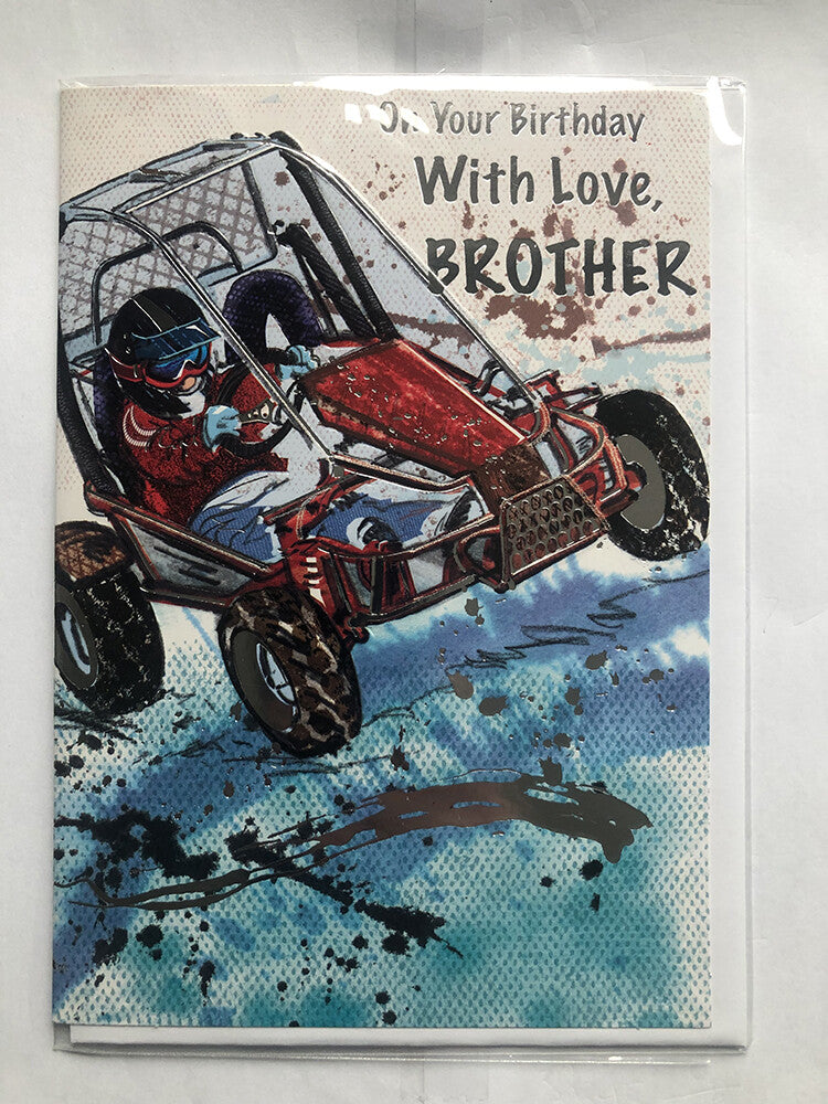 Brother Happy Birthday Card Off Road Dirt Race Car