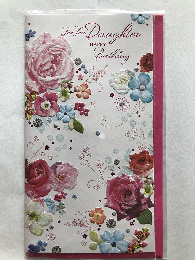 Daughter Happy Birthday Card Flowers Roses