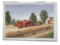 Harvest Time Massey Ferguson 500 Combine & 35 Tractor Open Blank Christmas Card