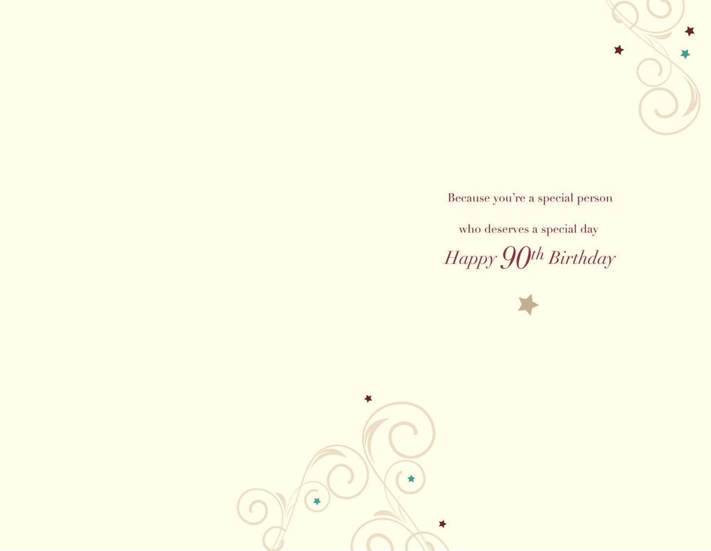 90th Happy Birthday Card Sending Birthday Wishes for A Special 90 Scroll Design