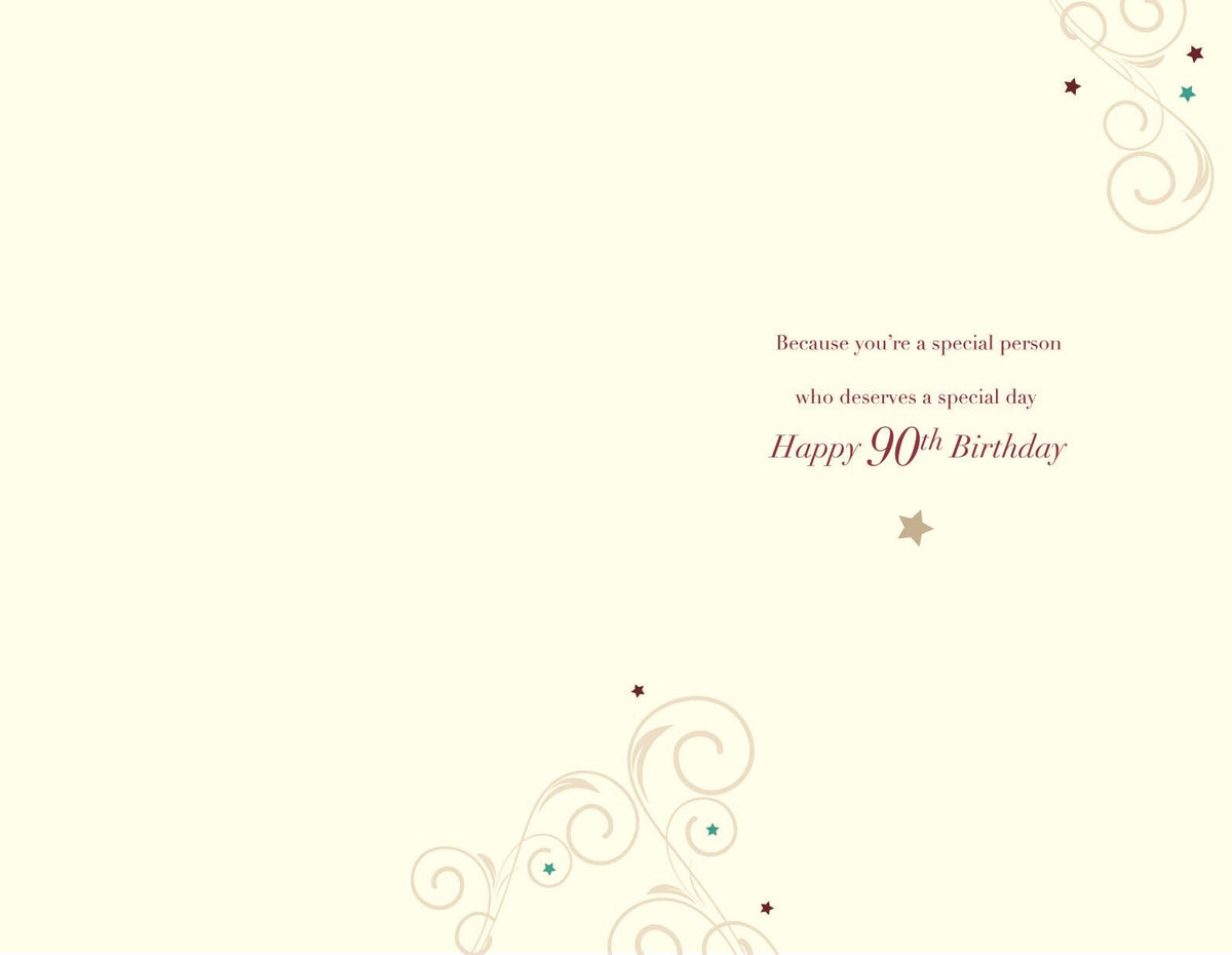 90th Happy Birthday Card Sending Birthday Wishes for A Special 90 Scroll Design