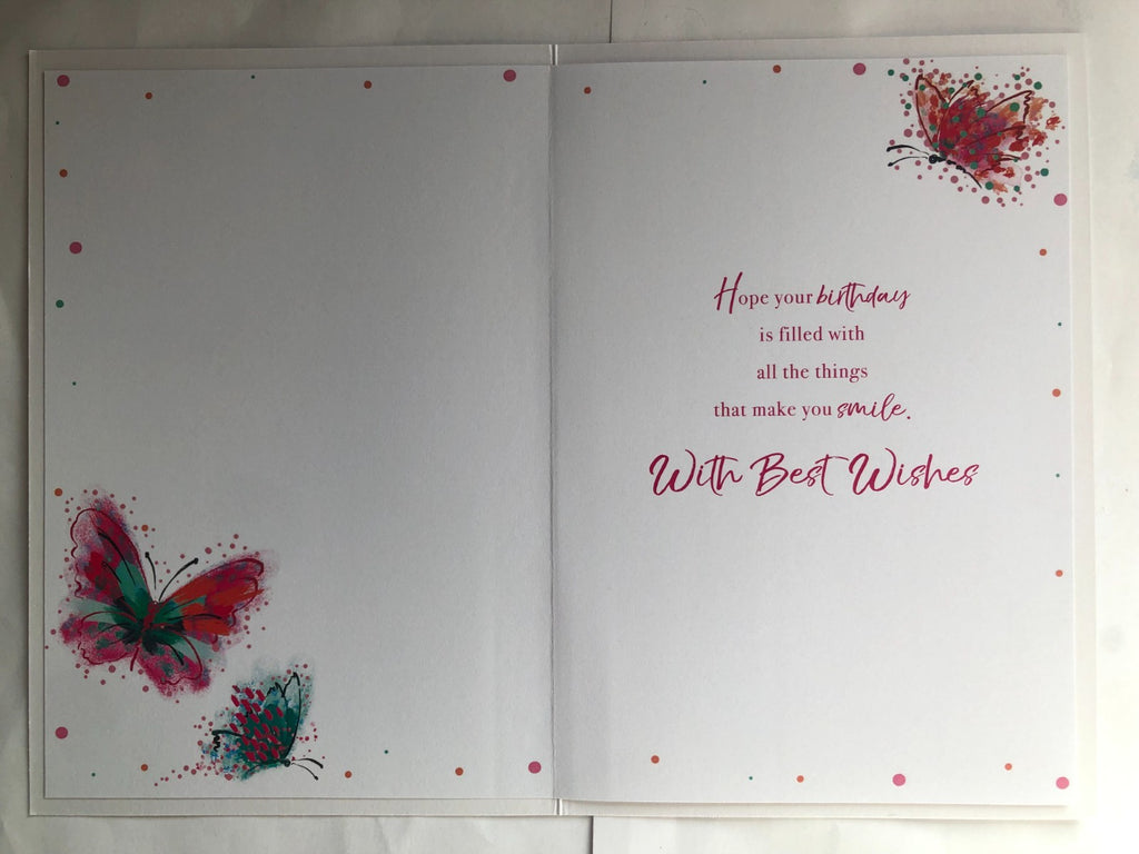 60th Birthday Card 13cm x 19cm Butterfly Design Printed Verse Colour Insert