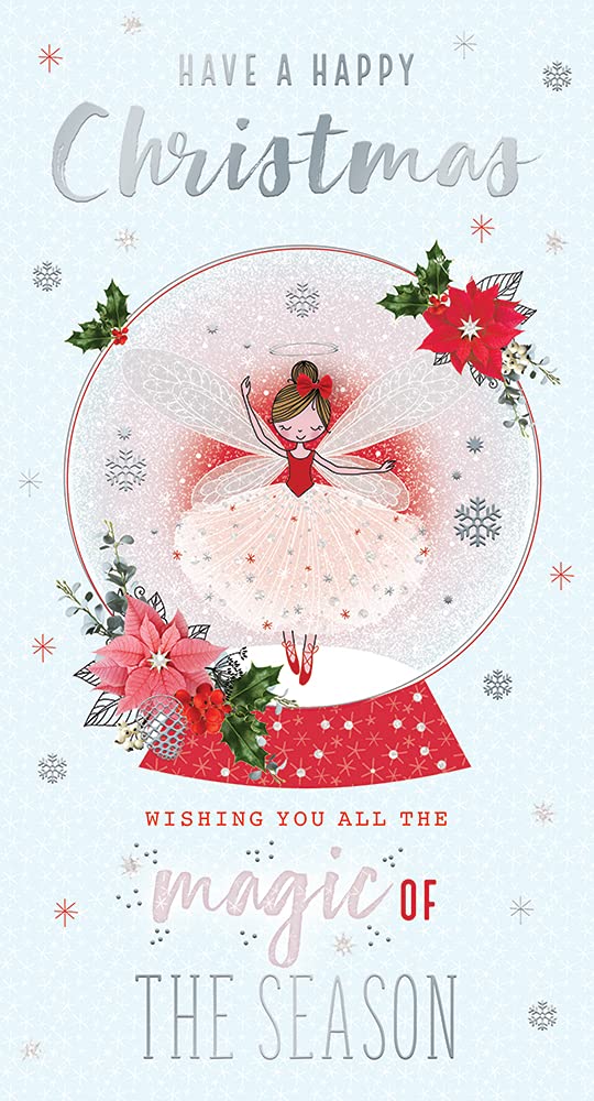 Open Christmas Card Have A Happy Christmas Fairy Snow Globe Magic Bright Design