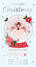 Open Christmas Card Have A Happy Christmas Fairy Snow Globe Magic Bright Design