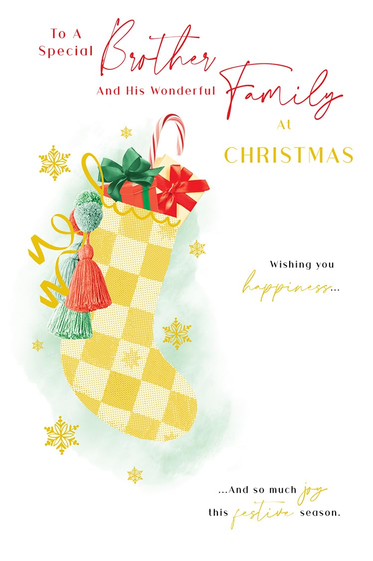 Christmas Card Special Brother & Family Large Stocking Gifts 15x23cm