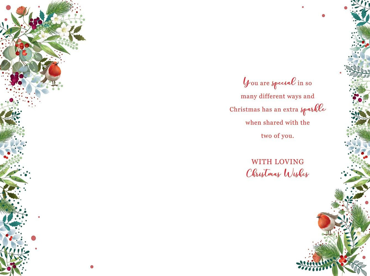 Nan & Grandad Christmas Card Robins Giant Bauble Design Lovely Verse