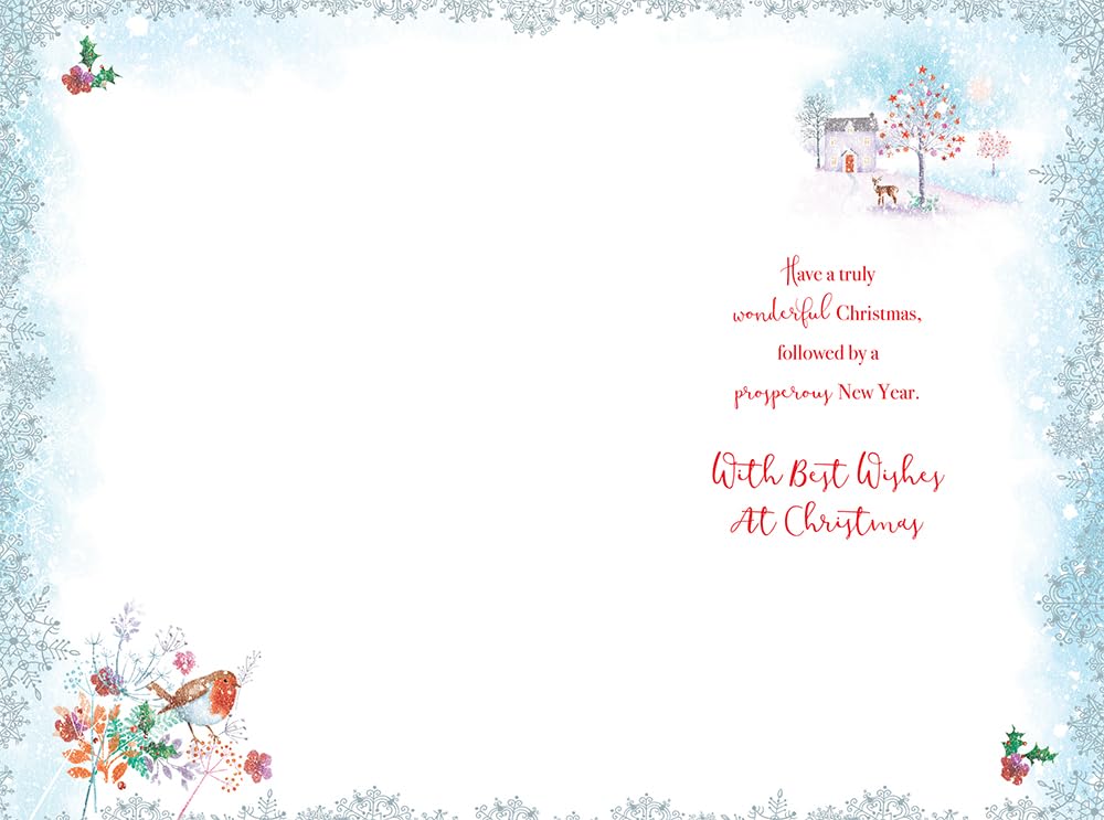 Granny Christmas Card Traditional Snow Scene House Tree 9" x 6" Lovely Verse
