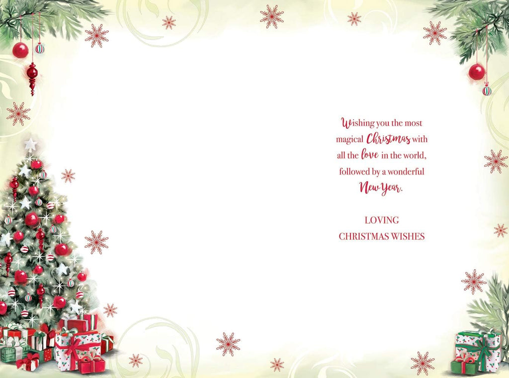 Daughter & Your Family Christmas Card Tree Presents Design Lovely Verse