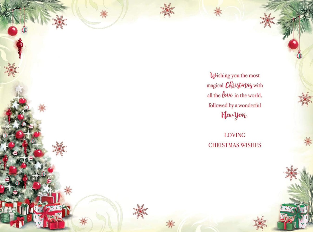 Daughter & Your Family Christmas Card Tree Presents Design Lovely Verse
