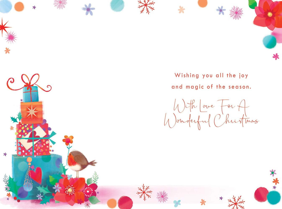 Niece Christmas Card Presents & Robin Design Lovely Verse