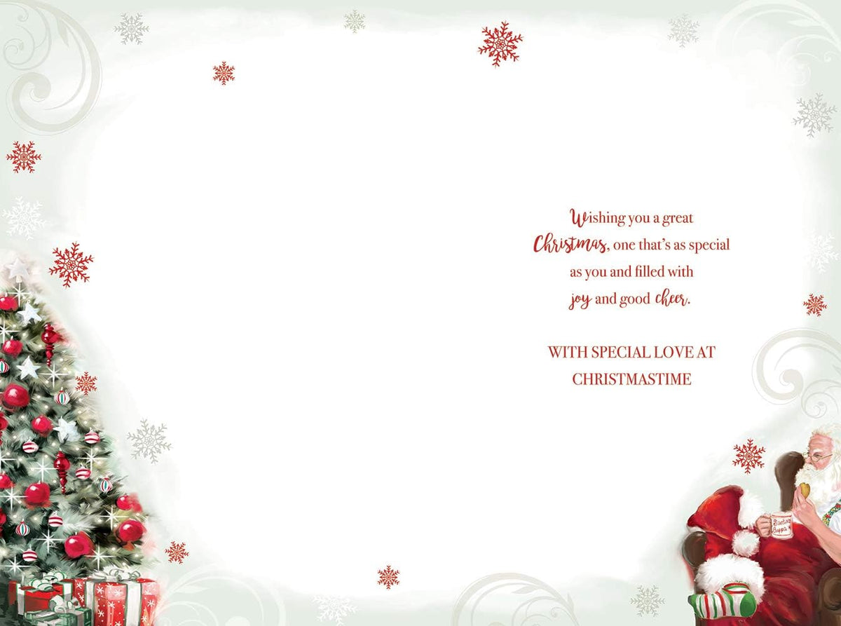 Dad Christmas Card Santa Relaxing Design Lovely Verse