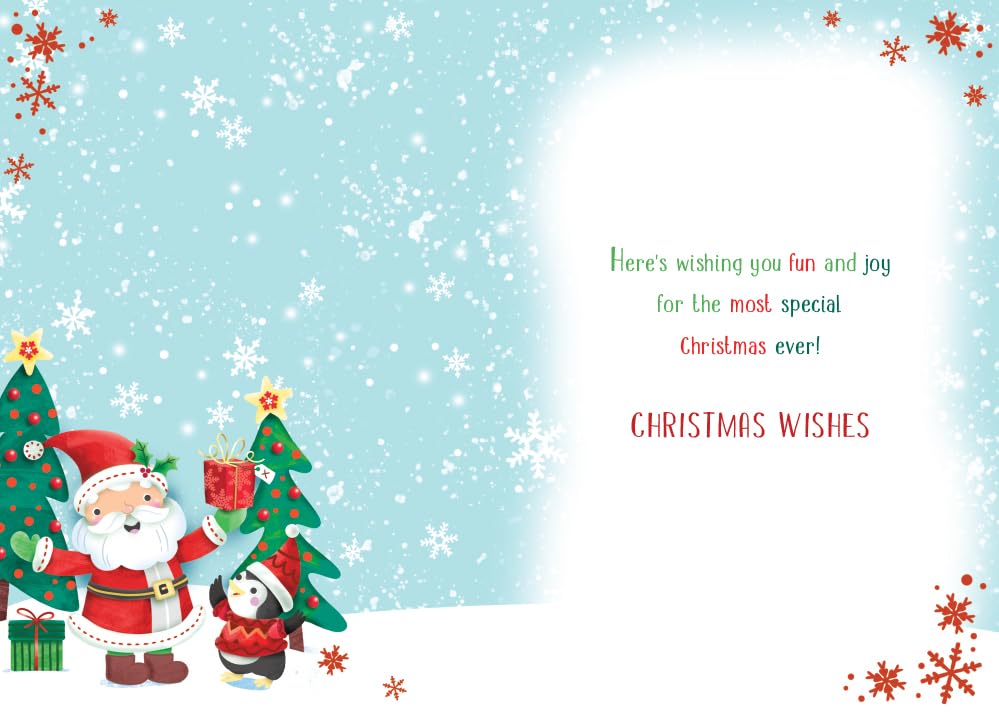 Brother Christmas Card Modern Cute Santa Penguin 7.5" x 5" Lovely Verse