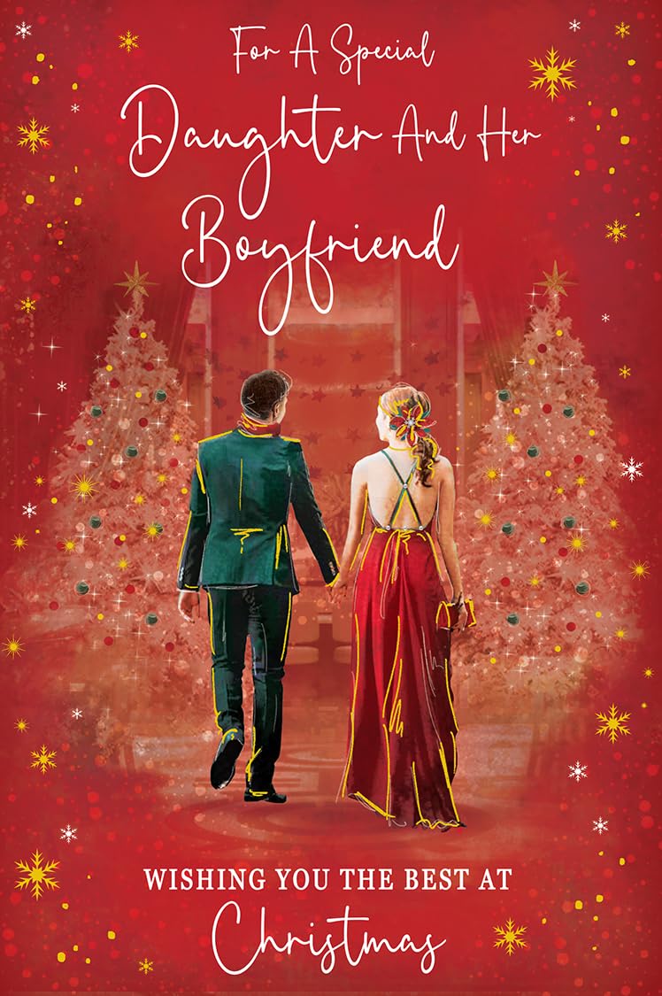 Christmas Card Special Daughter & Boyfriend Large Couple Trees 15x23cm