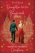 Christmas Card Special Daughter & Boyfriend Large Couple Trees 15x23cm