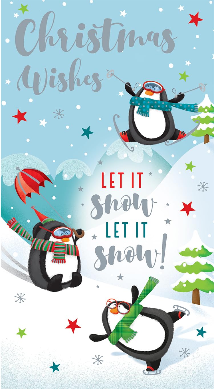 Open Christmas Card Let It Snow Let It Snow 9" x 5"